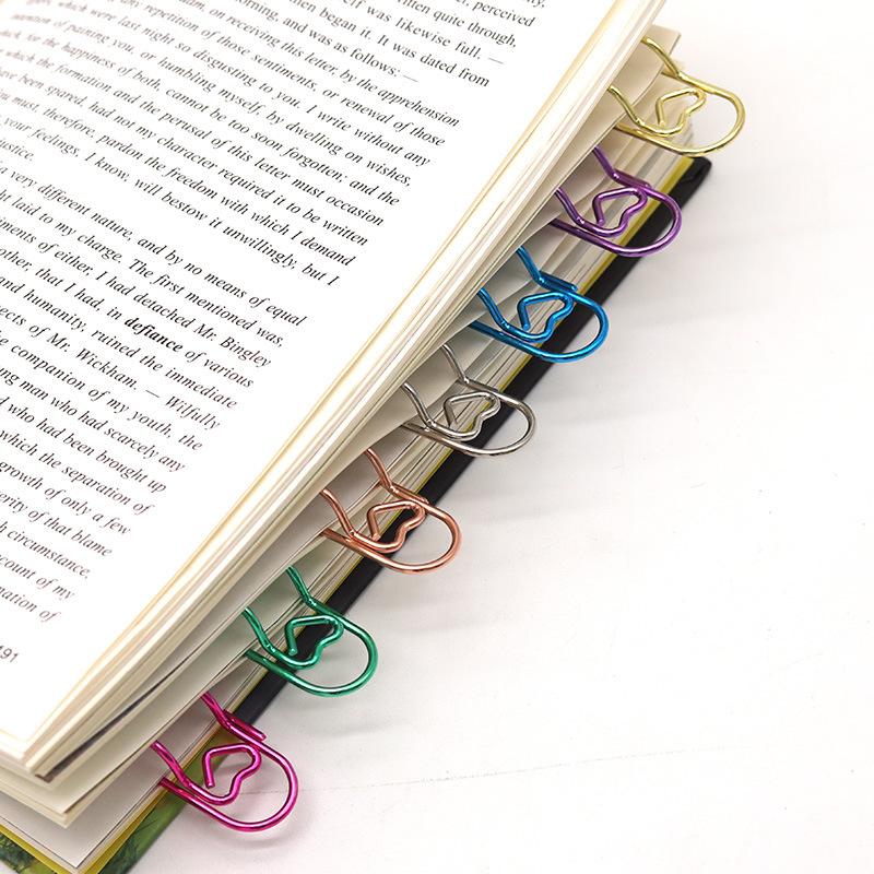 4-pack/10-pack Multifunctional Metal Heart-Shaped Pen Clip Paperclip Secure Hold Writing Supplies & Notebook Accessories