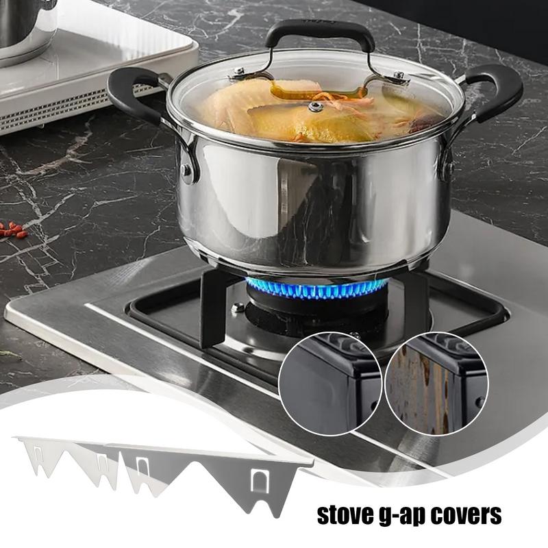 2PCS Stainless Steel Stove Gap Cover Easy Retractable Length 13.8'' To 27.5'' Stove Gap Filler Oven Side Gap Filler Kitchen Tool