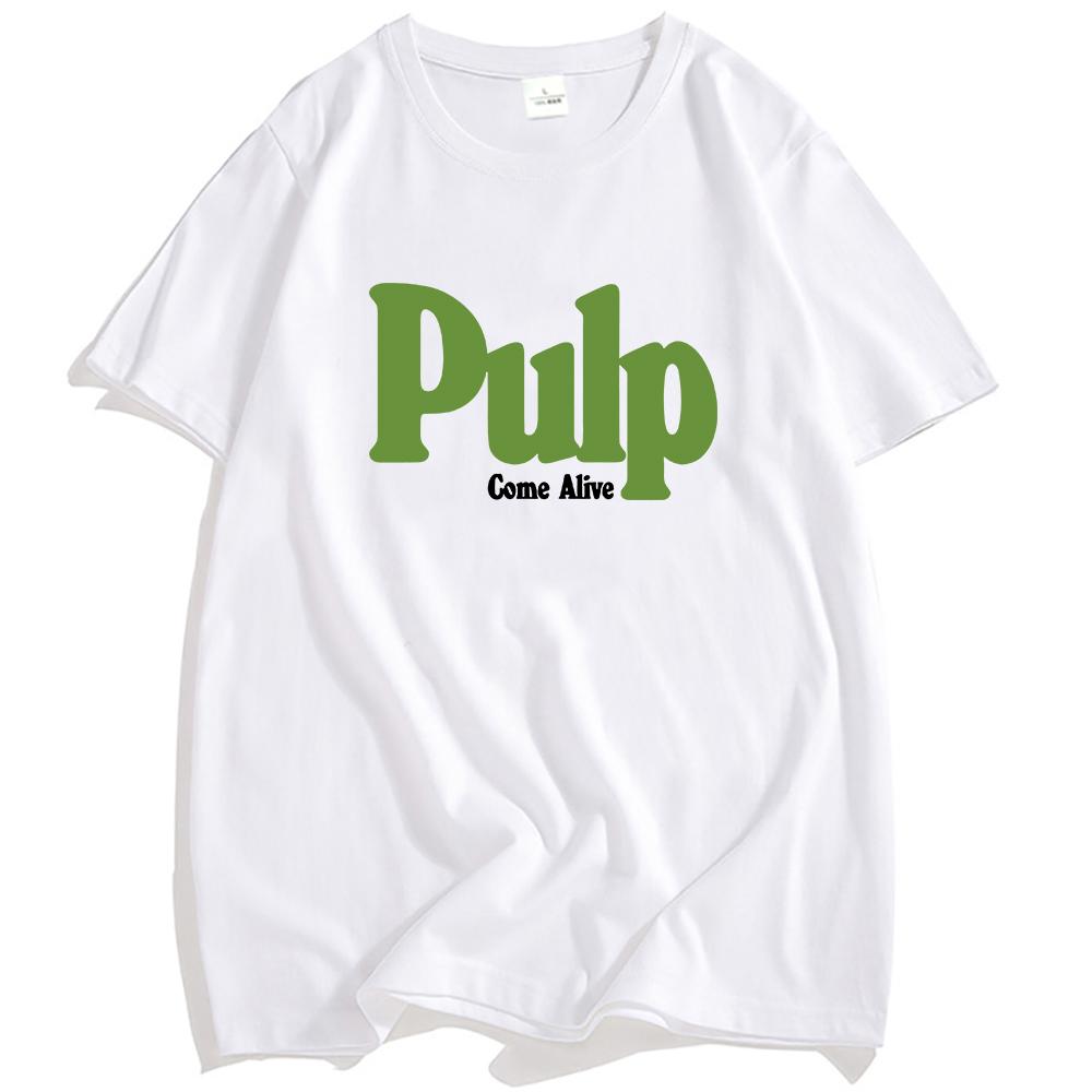 

Футболка Pulp Come Alive Хлопок Мода Рок-группа Футболки Повседневная Свободная Летняя Унисекс Уличная одежда Гранж Хип-хоп Графическая футболка XS белый