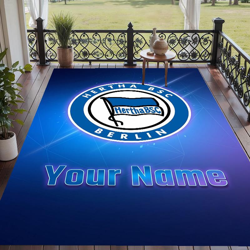 Custom Text Printed Rug hertha bsc Non Slip Floor Carpet For Home Room Decor