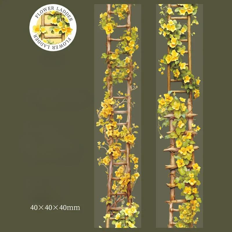 

1 рулон цветочных декоративных клеев, наклейки для скрапбукинга, ПЭТ-ленты, лестница, персиковая лестница, цветок, руководство, основа, сделай сам, 40 мм*2 м