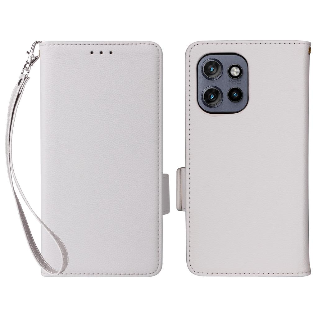 For Motorola Thinkphone 25 5G/Edge 50 Neo 5G/Moto S50 5G Case with Wrist Strap Litchi Texture PU Leather Wallet Phone Cover