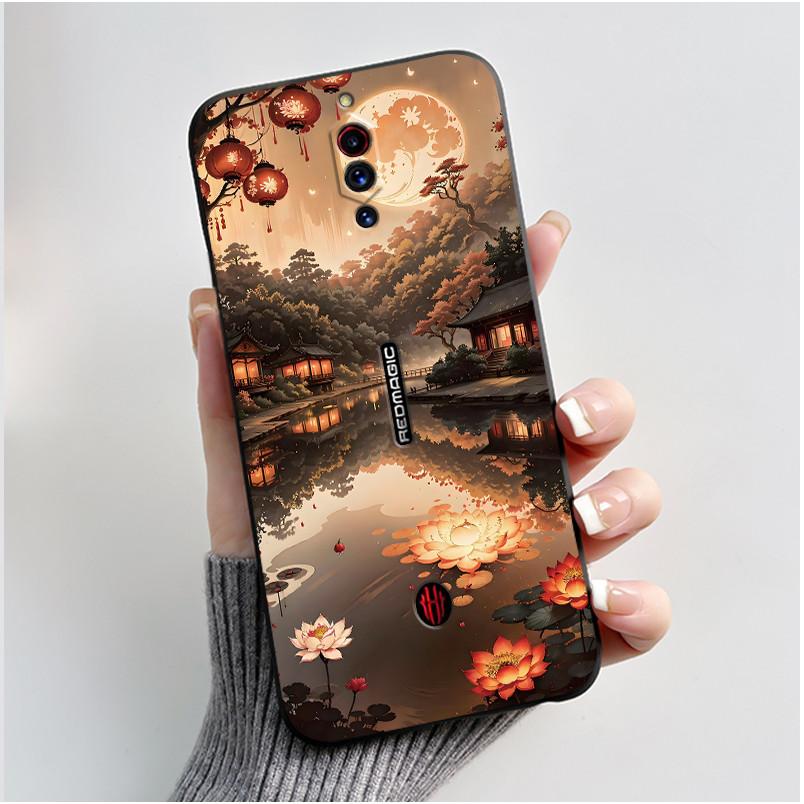 Case For ZTE Nubia Red Magic 5G 5S Cute Heart Rabbit Black Matte Soft Silicone Protective Back Cover RedMagic 5G 5S Phone Case