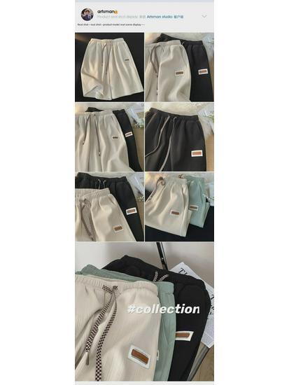 Women's Ribbed Knit Casual Loose Fit Wide Leg Shorts - Trendy Hong Kong Style, Five-Point Length, Salt Style Slimming Pants.