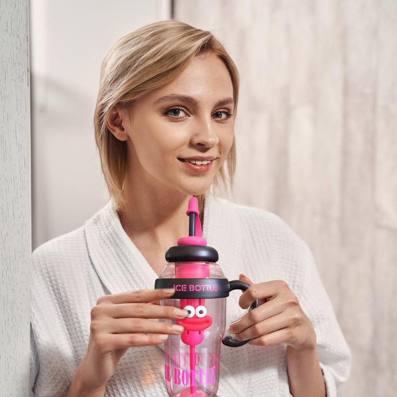 Straw Water Bottle Large Water Bottles With Straw Cartoon Flask Leak-Proof Container Drinking Cups Reusable Large Capacity
