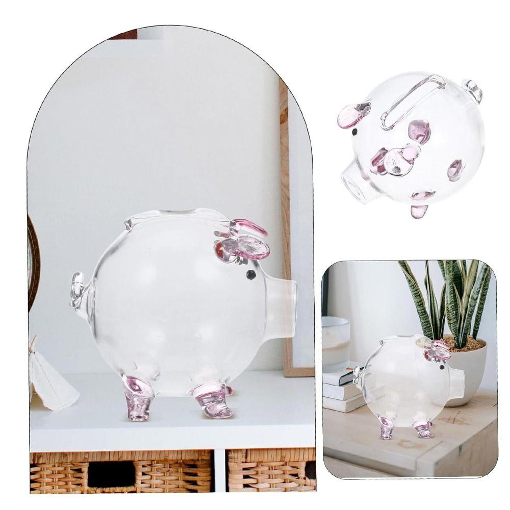 Handmade Coins Saving Box Multi-purpose Glass Money Jar Transparent Golden Beans Container Gift