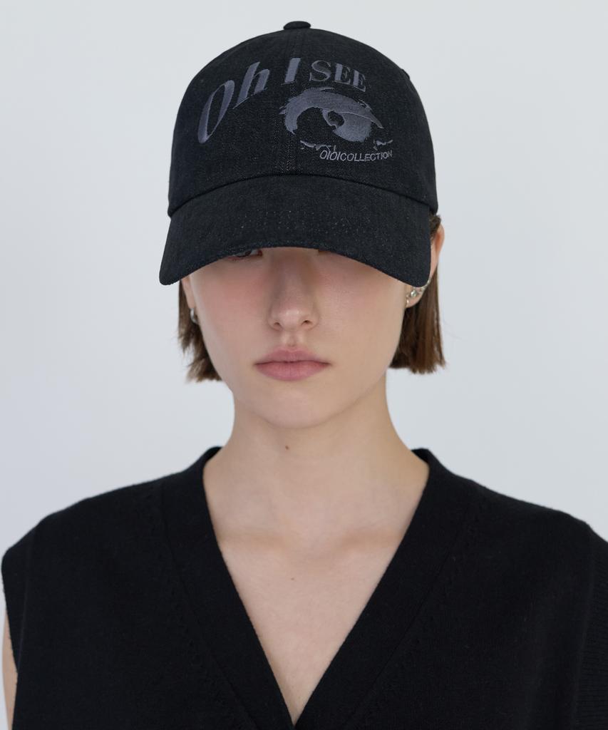 OIOI COLLECTION Revitalized Denim Ball Cap Charcoal Gray