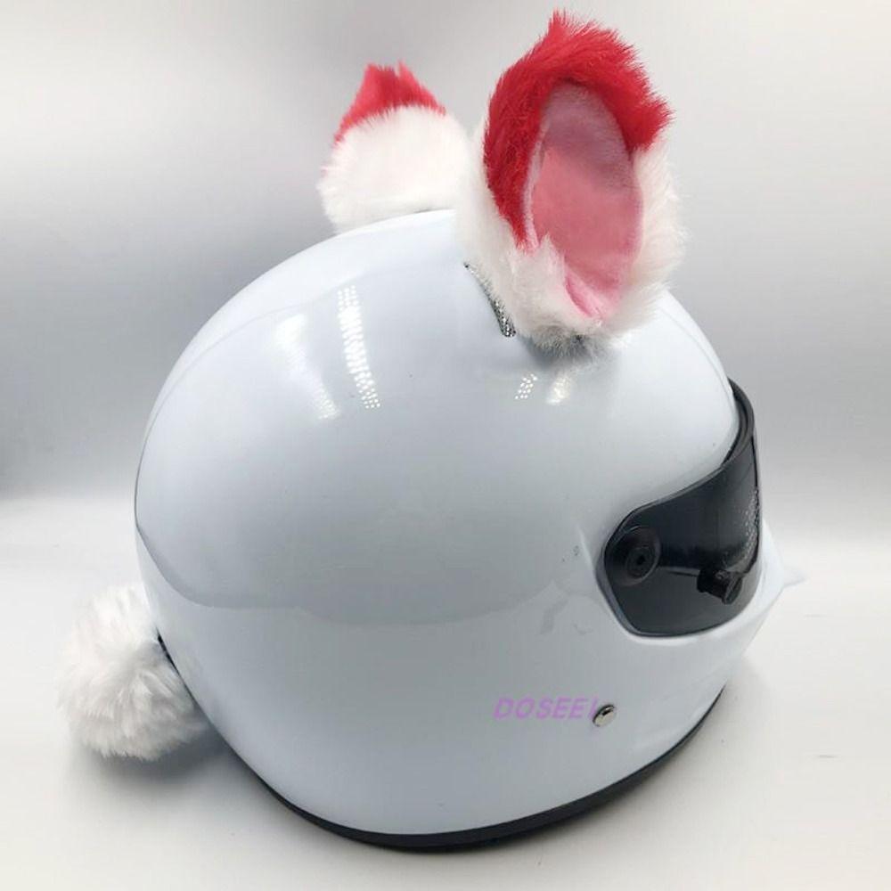 Cute Self-adhesive Motorcycle Helmet Decor Cosplay Soft Plush Cat Ears Smooth Personality Off Road Helmet Ornament