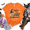 Happy Halloween Frau Mann Orange Grafik T-Shirts Allerheiligen Shirt Herbstmode Lässig Draußen Atmungsaktiv Kurzarm