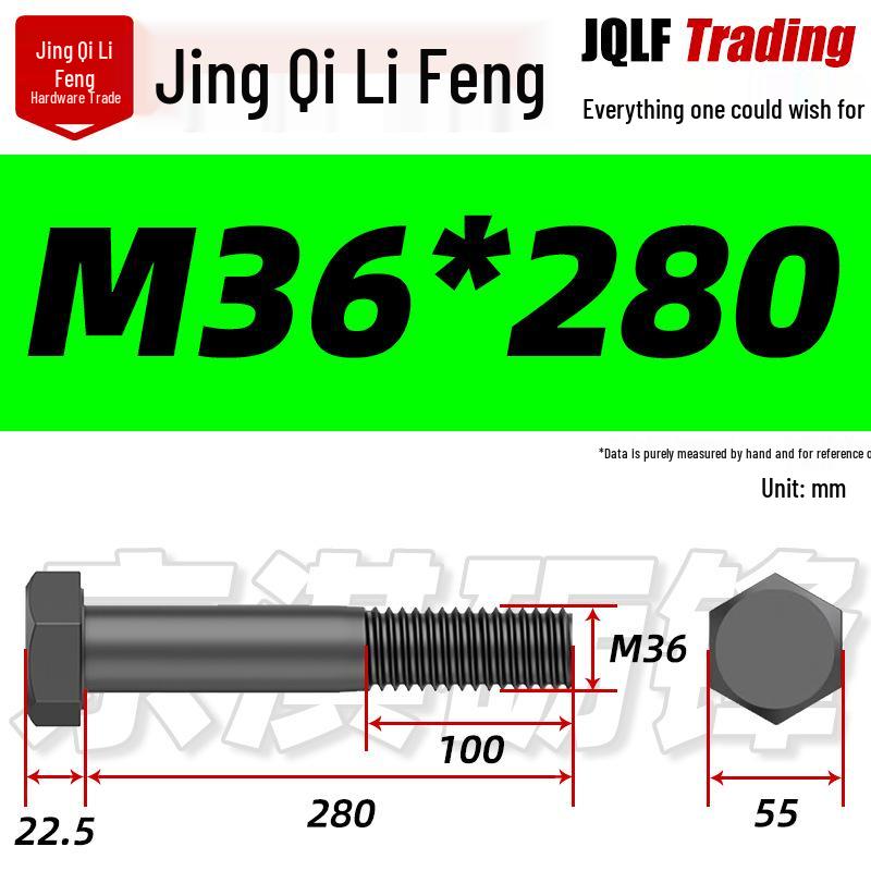 M27-M39 Grade 12.9 Blackened Half-Thread Hexagon Bolt