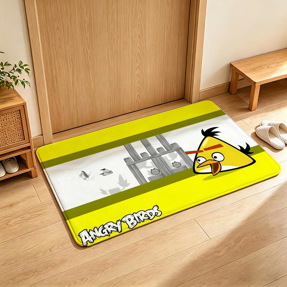 Game A-angry B-Birds Floor Mat Soft Flannel Floor Mat Suitable for Entryways, Living Rooms, Bedrooms, and Bathrooms