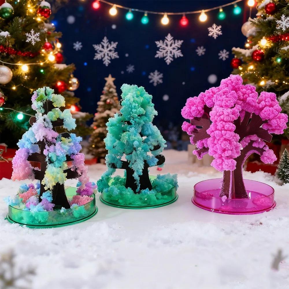 DIY Artificial Crystal Growing Magic Sakura Paper Tree Novelty Toy Christmas Tree Kids New Year Gift Xmas Home Decor Ornament