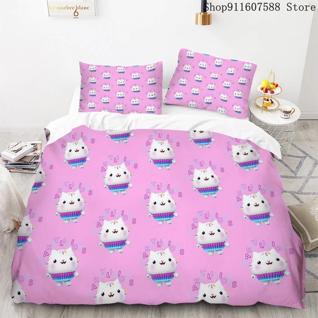 Comforter Gabby'S Dollhouse Kawaii Bedding Set For Bedroom Soft Modern S Comefortable Kids And