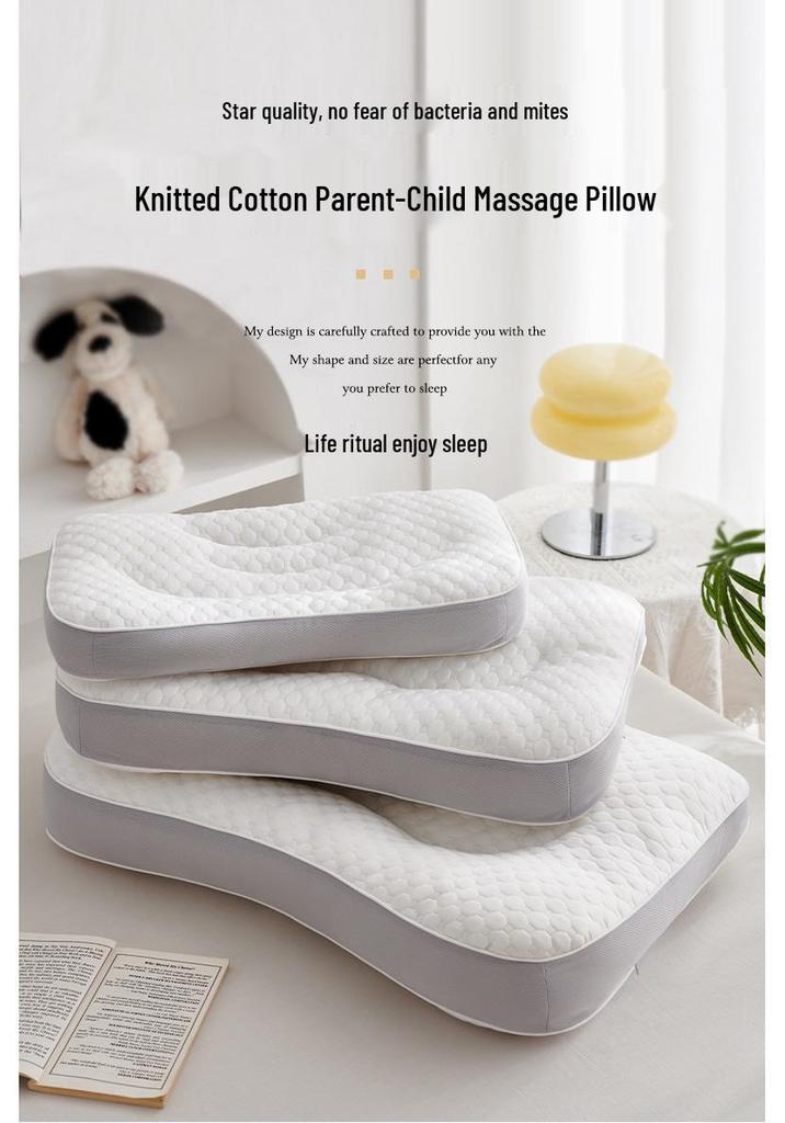 Pillow Core: A-Class Knitted Massage Pillow for Parent-Child, Children's & Adult Cervical Support