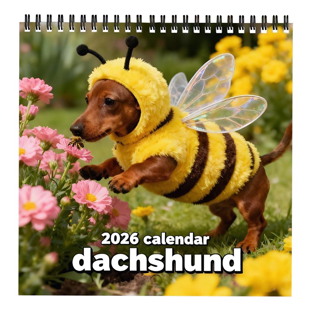 1-5Pcs 2026 Dachshund Hanging Wall Calendar 12 Months Fun Dogs Pets Calendars with Cute Dachshund Photos for Offices Bedrooms
