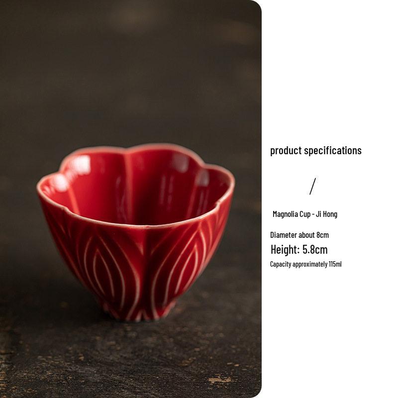 Ceramic Retro Master Cup: Personal Tea Brewing and Tasting Cup, Festive Wedding Red Design