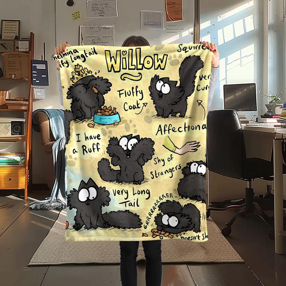 1pz Coperta in Flanella con Stampa del Gatto Simon, Alta Qualità per Tutte le Stagioni, Decorazione per la Casa, Calore e Comfort, Perfetta per Regali di Natale