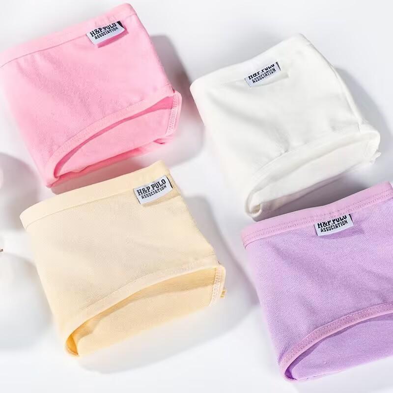 10Pc/Lot Young Girls Underwear  Teenager Panties Candy Color Underwear Simple Panties 35-45KG