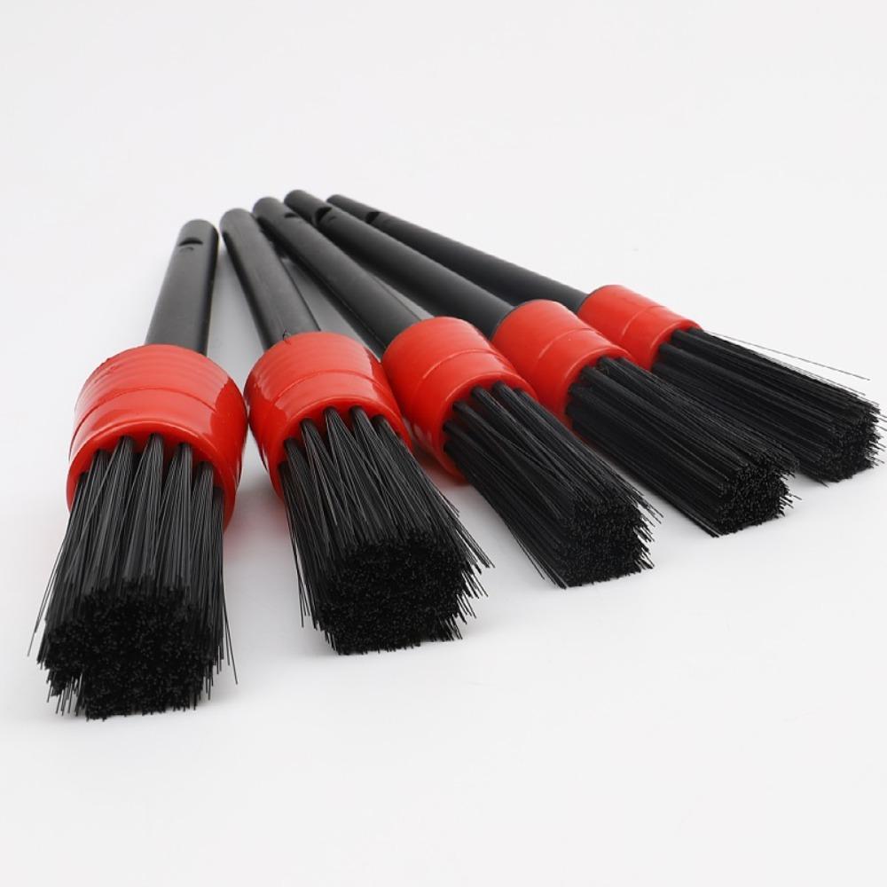 5Pcs Small Detailing Brush Set Soft Multifunctional Car Cleaning Brush Black Portable Automotive Interior Cleaning Tools