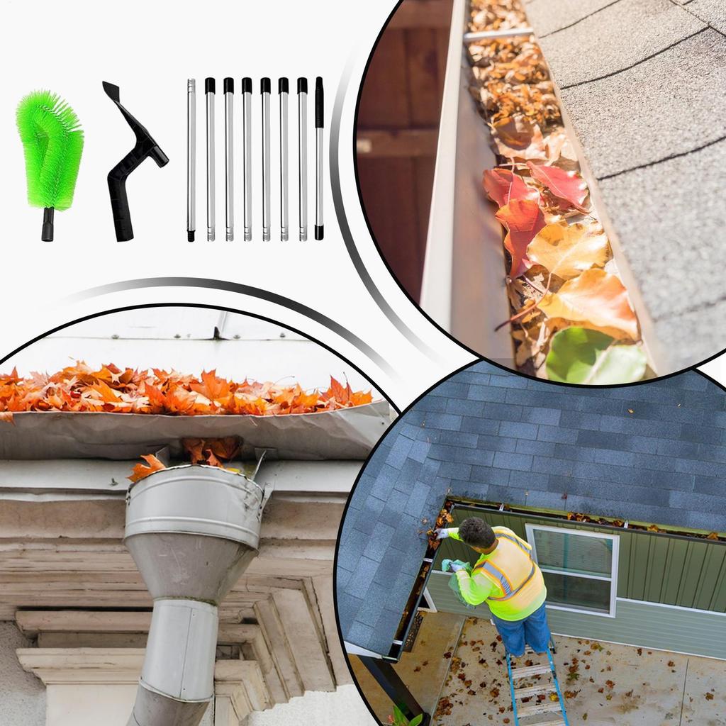 Gutter Cleaner Tool No-Climbing Ergonomic Telescopic Gutter Cleaner Tool From Ground For Branches Debris Sand Garden Farmhouse
