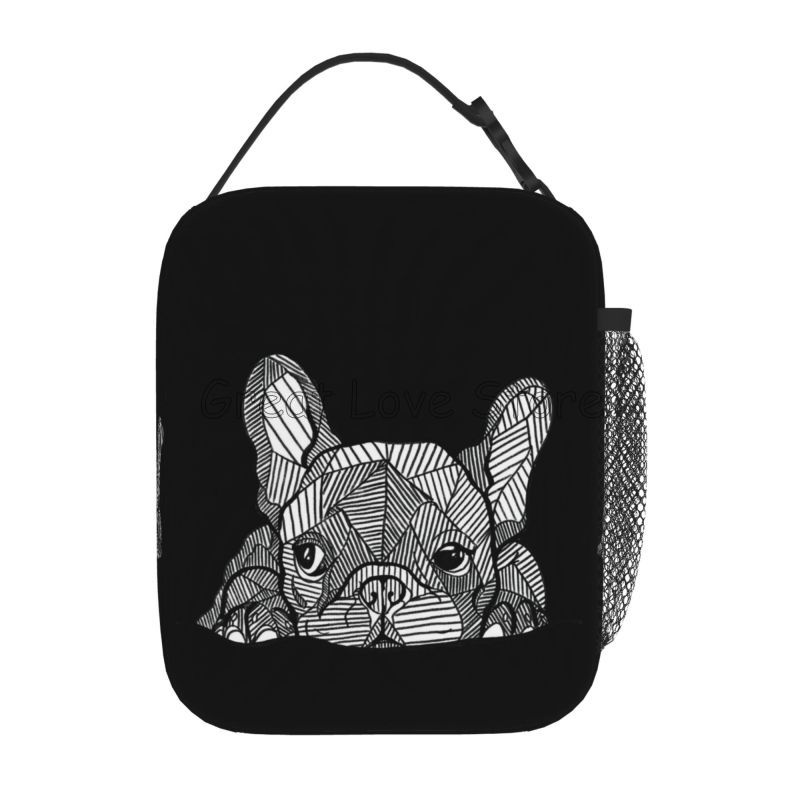 French Bulldog Art Print Portable Thermal Lunch Bag Insulated Lunch Box Reusable Cooler Totes for Women Boys Girls Work Picnic