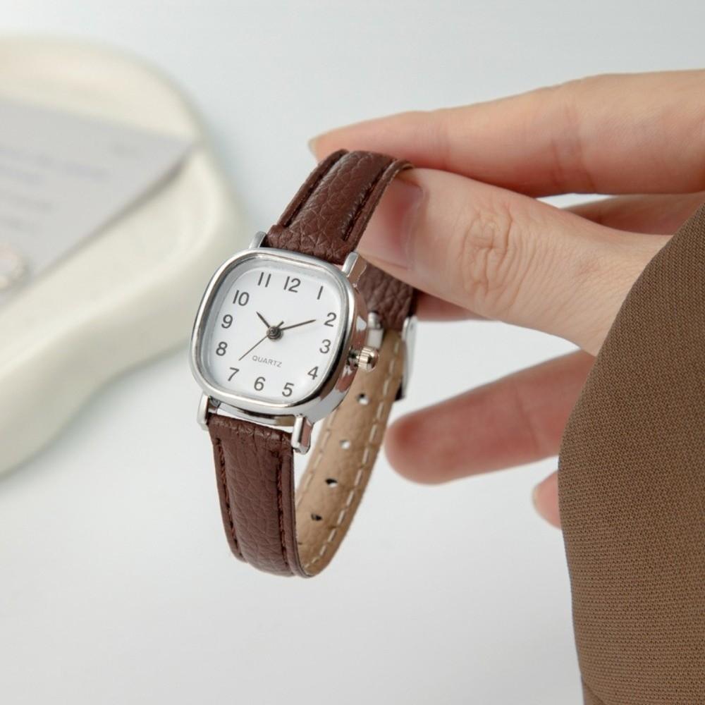 Minimalist Quartz Movement Square Wristwatch Leather Strap Arabic Numeral Dial Ladies Wristwatch Quartz Watch Daily Outfits