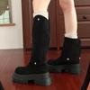 Women's High Boots Flats Platform Suede Knee High Shoes  Fashion Walking Motorcycle Boots New Trend Winter Dress Mujer Botas