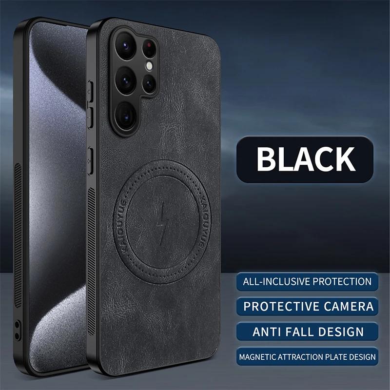 Magsafe Phone Case for Samsung S25 Ultra S 25+ Luxury Sheep Skin Magnetic Matte Anti-drop Bumper Cover for Galaxy S25 Edge