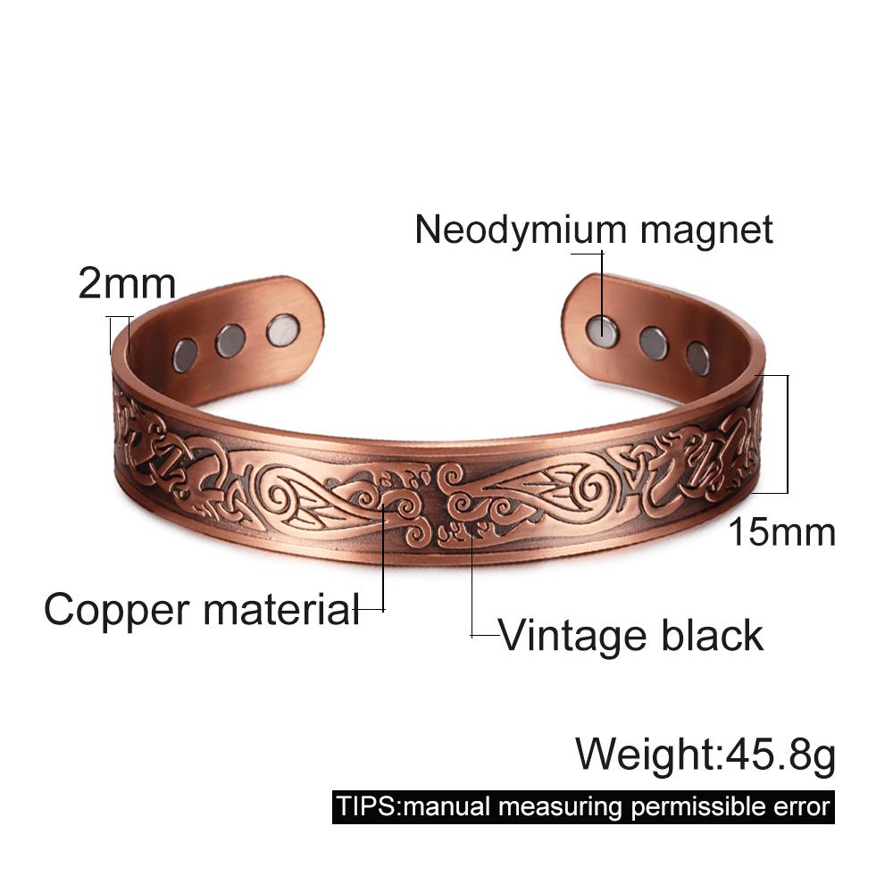 Wikinger Rein-Kupfer Armbänder Herren Verstellbares Armreif Energie Magnetische Armbänder Vorteile Armband Hart Gesundheit Mann Schmuck Knoten Metall