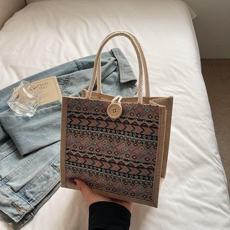 Food Bento Bag Wear-Resistant Portable Shopping Bag Printed Canvas Bag Comfortable For Shopping Commuting Gifting