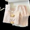 Women's Pink Lace-Trimmed Camisole and Shorts Pajama Set - Girly Cloud Cotton Summer Style