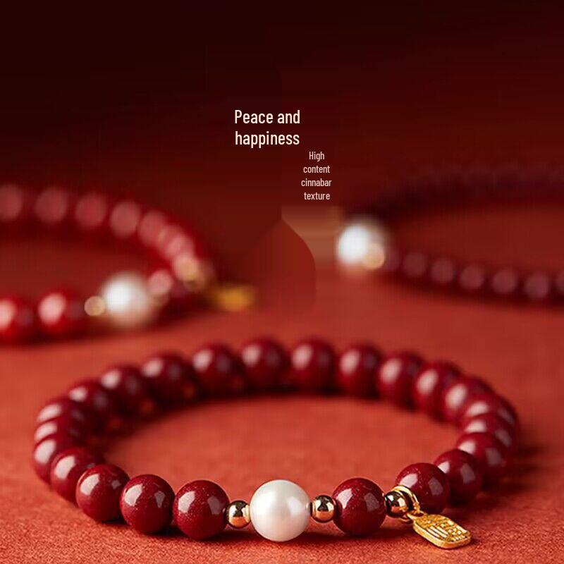 Cinnabar Bracelet Amulet for Women - Purple Gold Sand Beads, Gift for Best Friend or Girlfriend