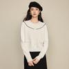 French Style Wool Knit Cardigan with Ruffle Collar, Sweet Contrasting Colors, 2025 Autumn/Winter Collection