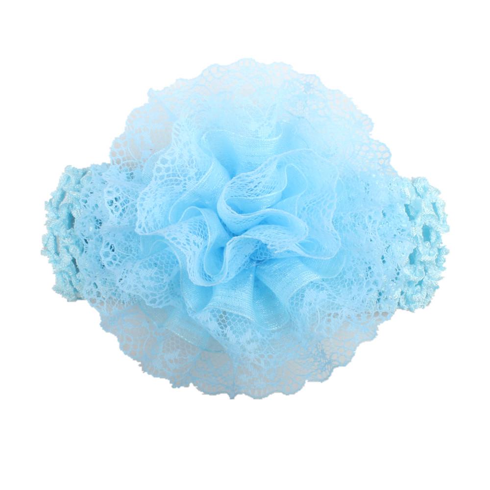 Chiffon Flower & Lace Elastic Baby Headband - 8 Colors