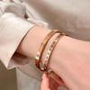 Rose Gold Starry Sky Titanium Steel Women's Luxury Bracelet - Non-Fading, Simple Circle Design