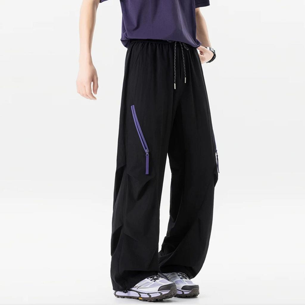 Quick-drying Giant Good-looking Sweatpants Hiking Pants American Retro Mountain Contrasting Color Zipper Pleated Outdoor Hiking Pants