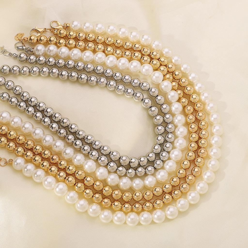 Women European Summer New Light Luxury Minimalist Pearl Necklace Fashion All Match French Retro Layered Choker