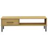 Vidaxl Oslo Coffee Table, Metal Legs, Brown, Pine Wood