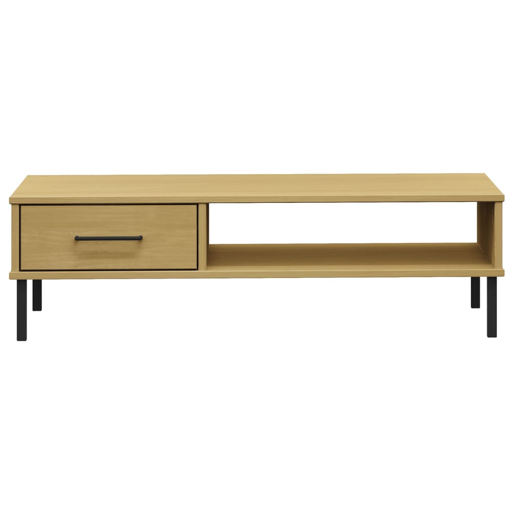 Vidaxl Oslo Coffee Table, Metal Legs, Brown, Pine Wood