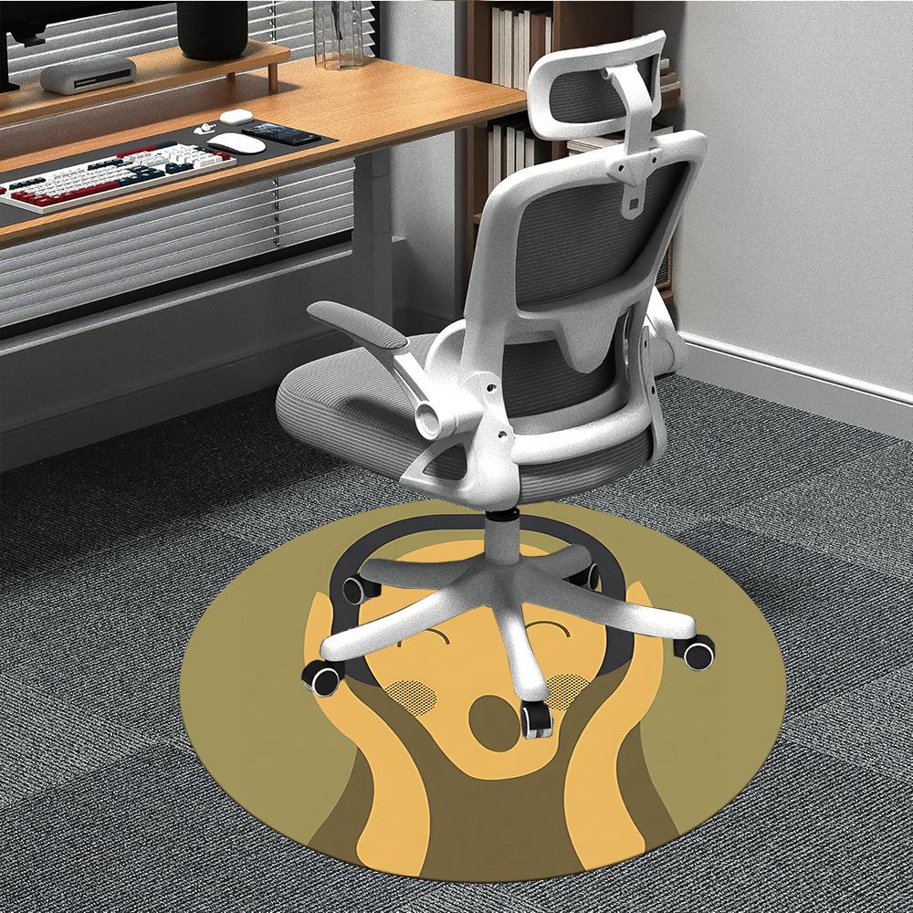 1pc Abstract Expression of Surprise Office Round Area Rug, Indoor Mat Suitable ForOffice, Under Office Chairs Bedroom Living Room Home Decor Room Deco
