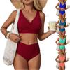 Women's Color-blocked Backless Two-piece Swimsuit