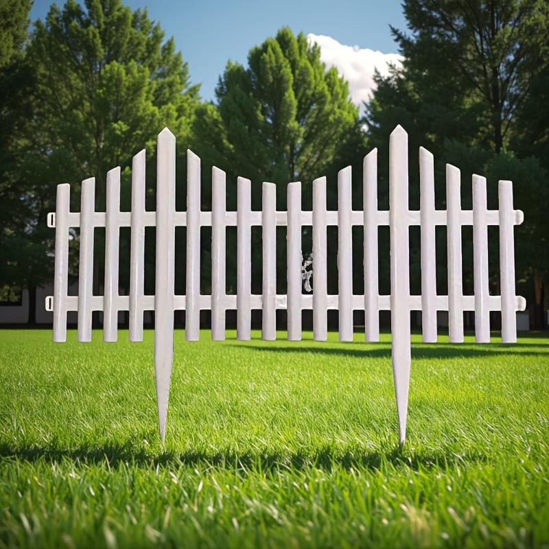 8 peças Painéis de Cerca de Jardim de Plástico Branco - para Gramados, Decoração de Canteiros de Flores, Ornamento de Quintal ao Ar Livre, Borda de Gramado, Borda Decorativa, Cercado Decorativo