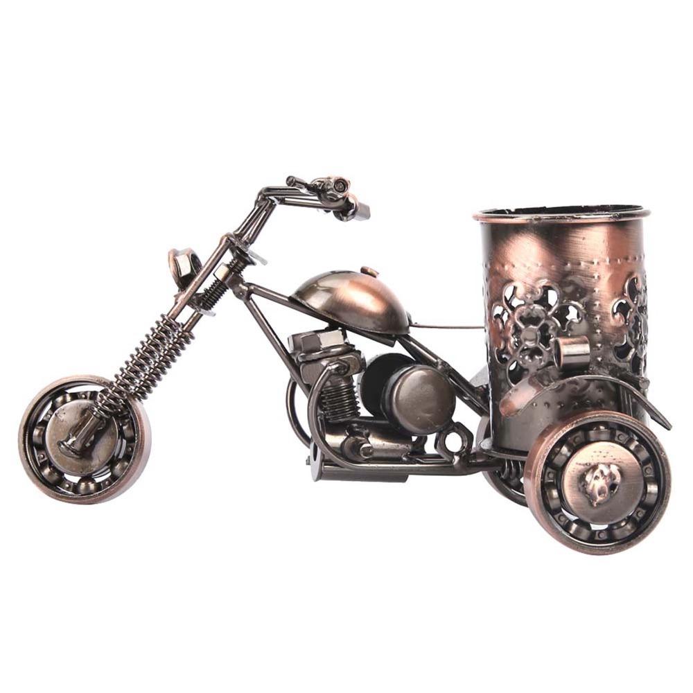 Bronze Desk Pen Stand Iron Pencil Organizer Stand Pencil Holders Motorcycle Pen Holder  Home Office