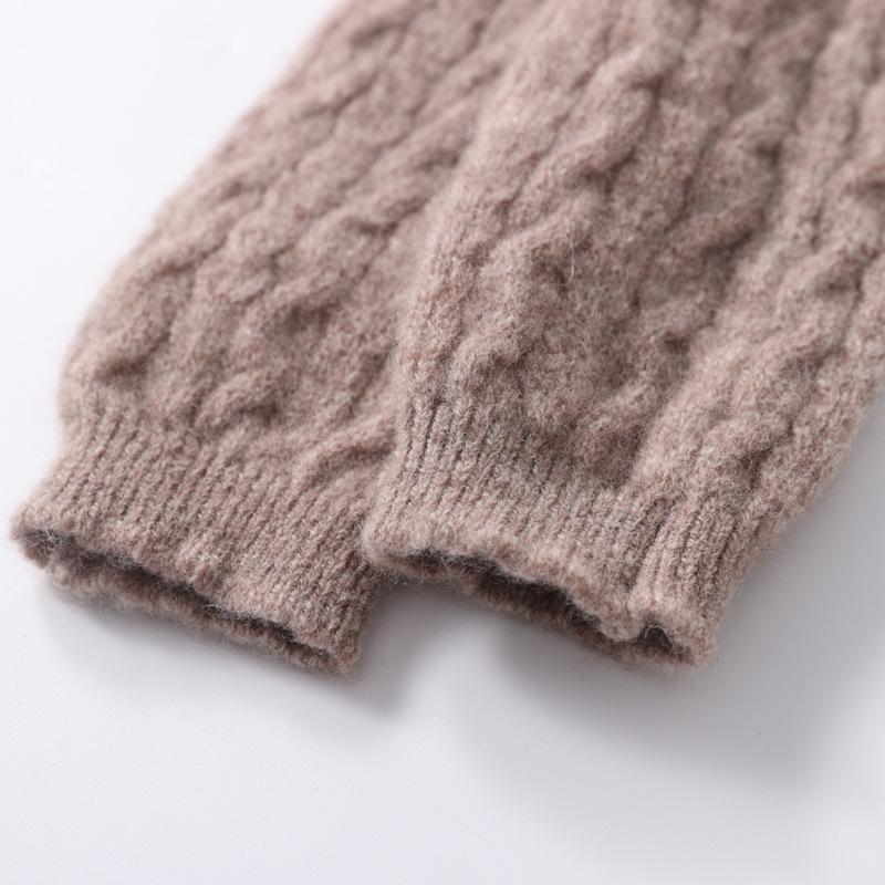 Women's Long Fingerless Cashmere Wool Gloves with Pearl Detail