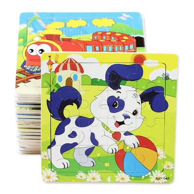 16-Piece Wooden Educational Puzzle for Children - Airplane, Train, and Animals