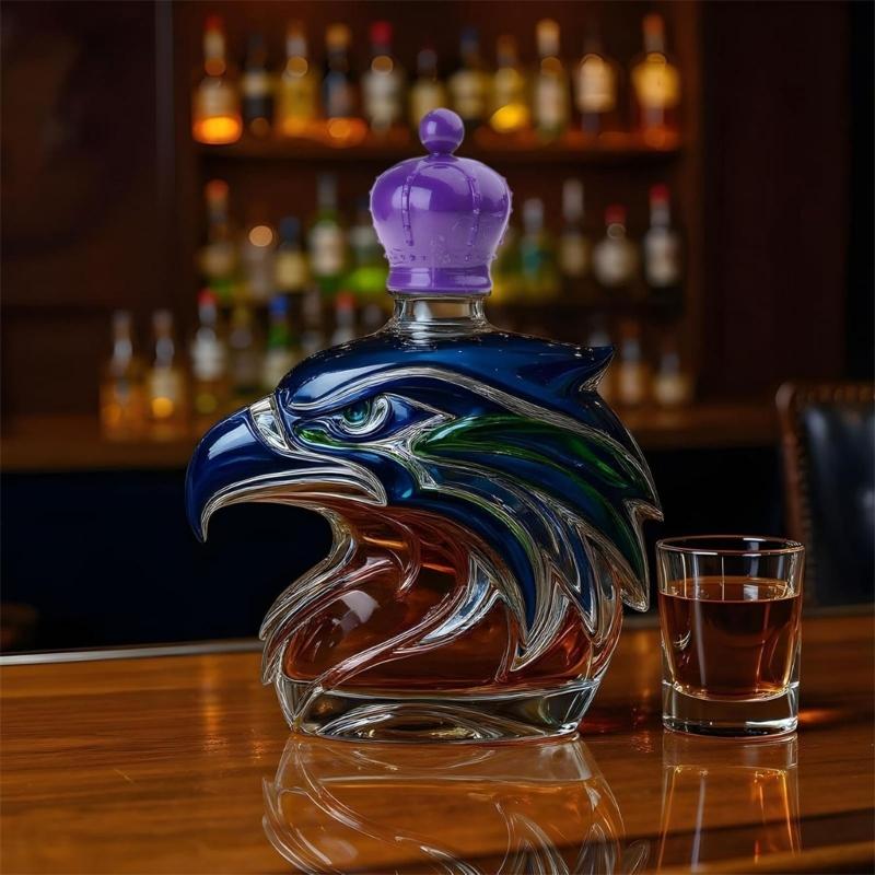 Handcrafted Crystal Glass Multifunctional Beverage Dispenser Feature Artistic Seahawk Shape Ideal For Home Pubs Decors