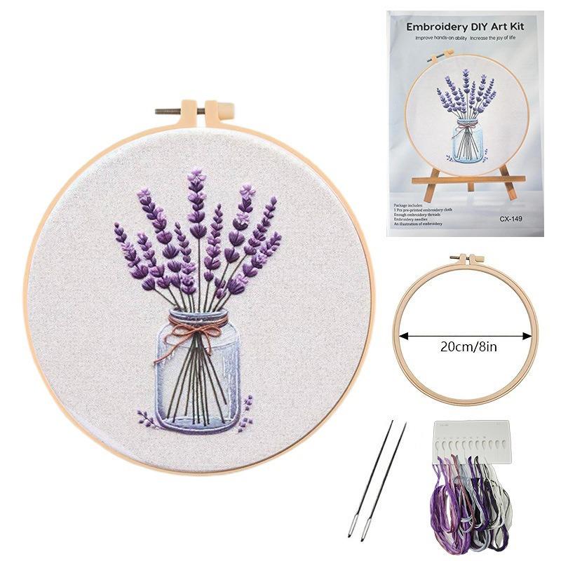1set Fruit and Flower Embroidery Series DIY Embroidery Materials, Including Tools, Suitable for Beginners, Hand Embroidery Fabric Material Set