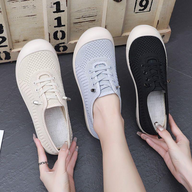 Slip on Flat Mesh Breathable Shoes for Women Round Toe Spring Autumn Woman Footwear Fashion Clothing 2025 Elegant Elasticty Hot