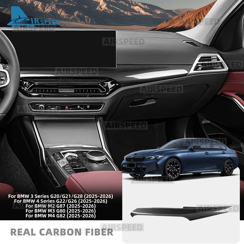 For BMW 3 4 Series G20 G21 M2 M3 M4 G80 G87 G82 2025 2026 Real Hard Carbon Fiber Sticker Central Dashboard Panel Interior Trim