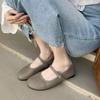 Fashion SUOJIALUN Autumn Women Flat Shoes Fashion Round Toe Shallow Slip On Ladies Casual Mary Jane Shoe Soft Flat Heel Dress Single Sho